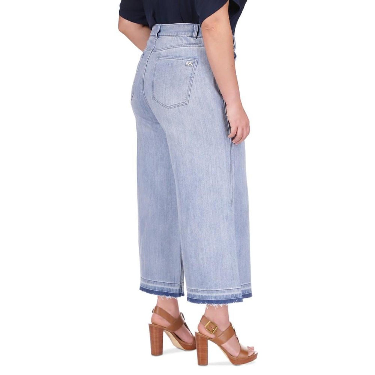 MICHAEL Micheal Kors Plus Size Frayed-Hem Cropped Flare-Leg Jeans