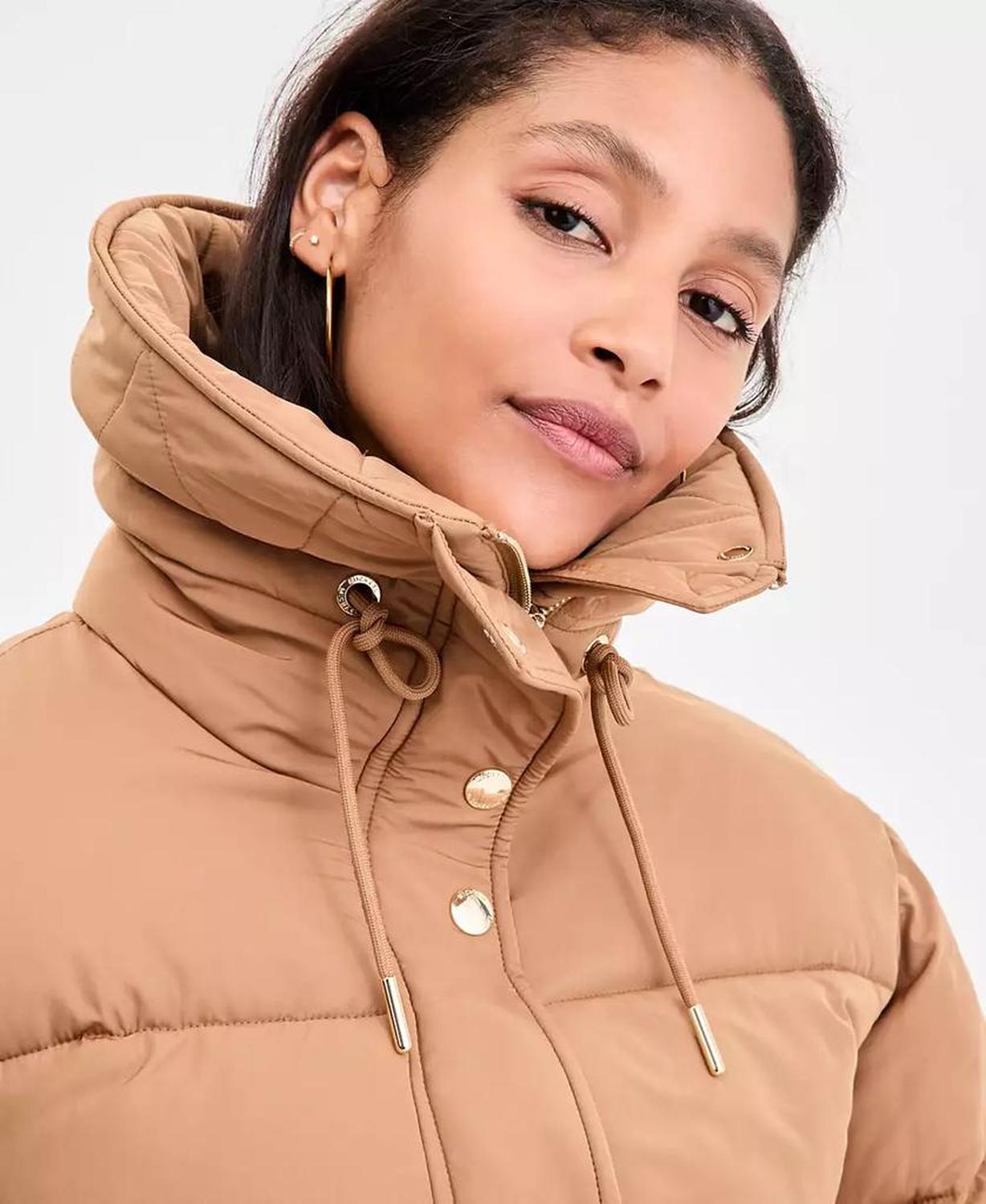 Women's Drawstring-Collar Puffer Coat