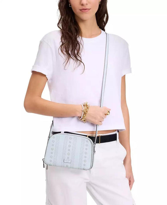 Serena Pointelle Double-Zip Dome Leather Crossbody