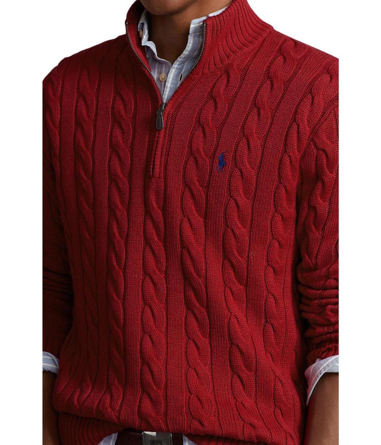 Long Sleeve Cotton Cable 1/2 Zip