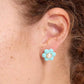 Gold-Tone Petal Puff Floral Stud Earrings