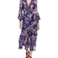 Marchesa Notte Ruffled V-Neck Domain Silk-Blend Dress