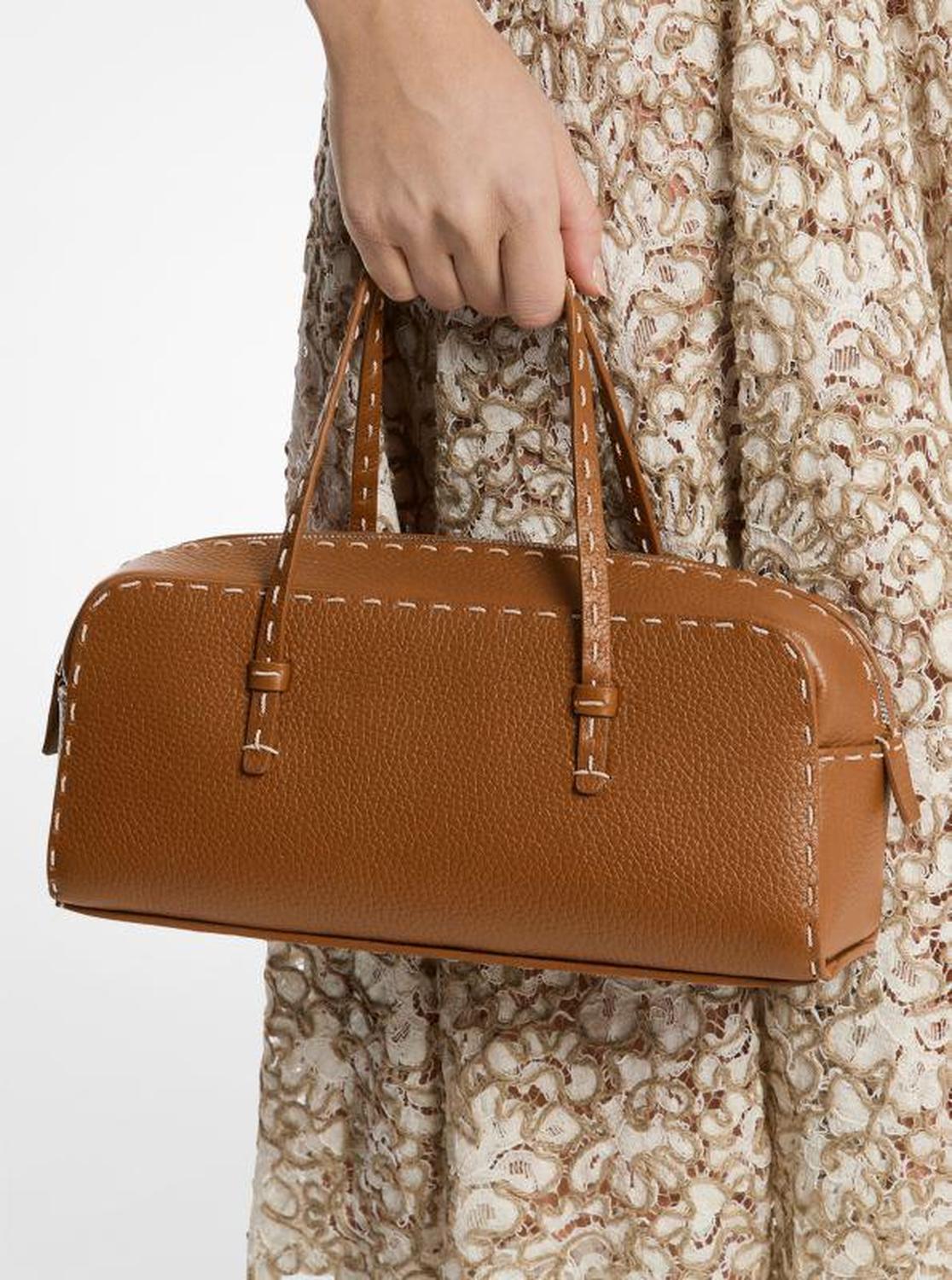 Roberta Hand-Stitched Pebbled Leather Satchel