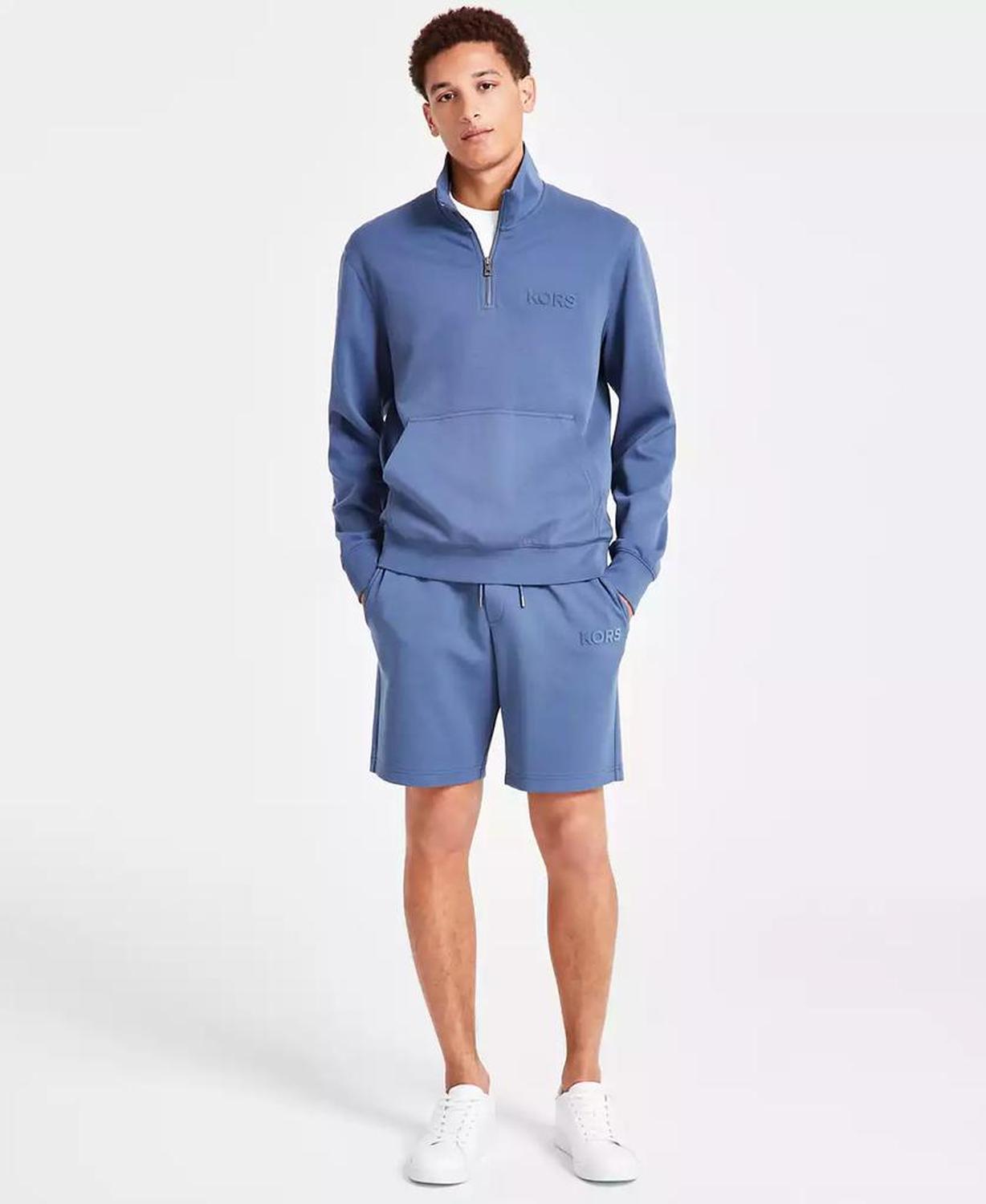 Men's Textured-Logo Quarter-Zip Sweatshirt
