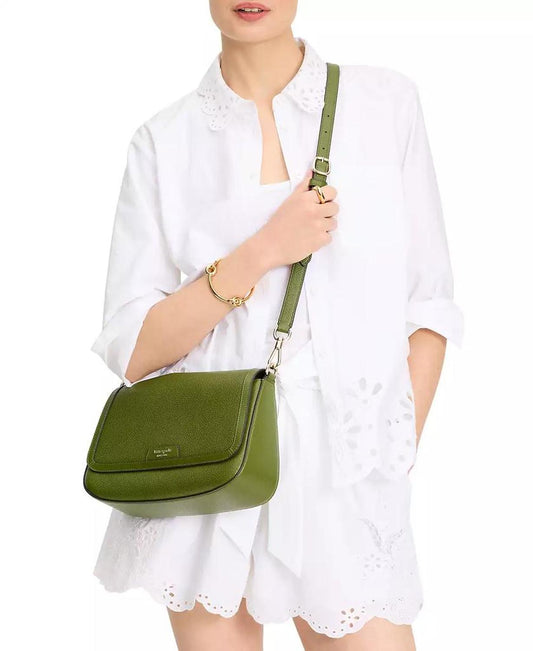 Hudson Pebbled Leather Flap Small Shoulder Bag
