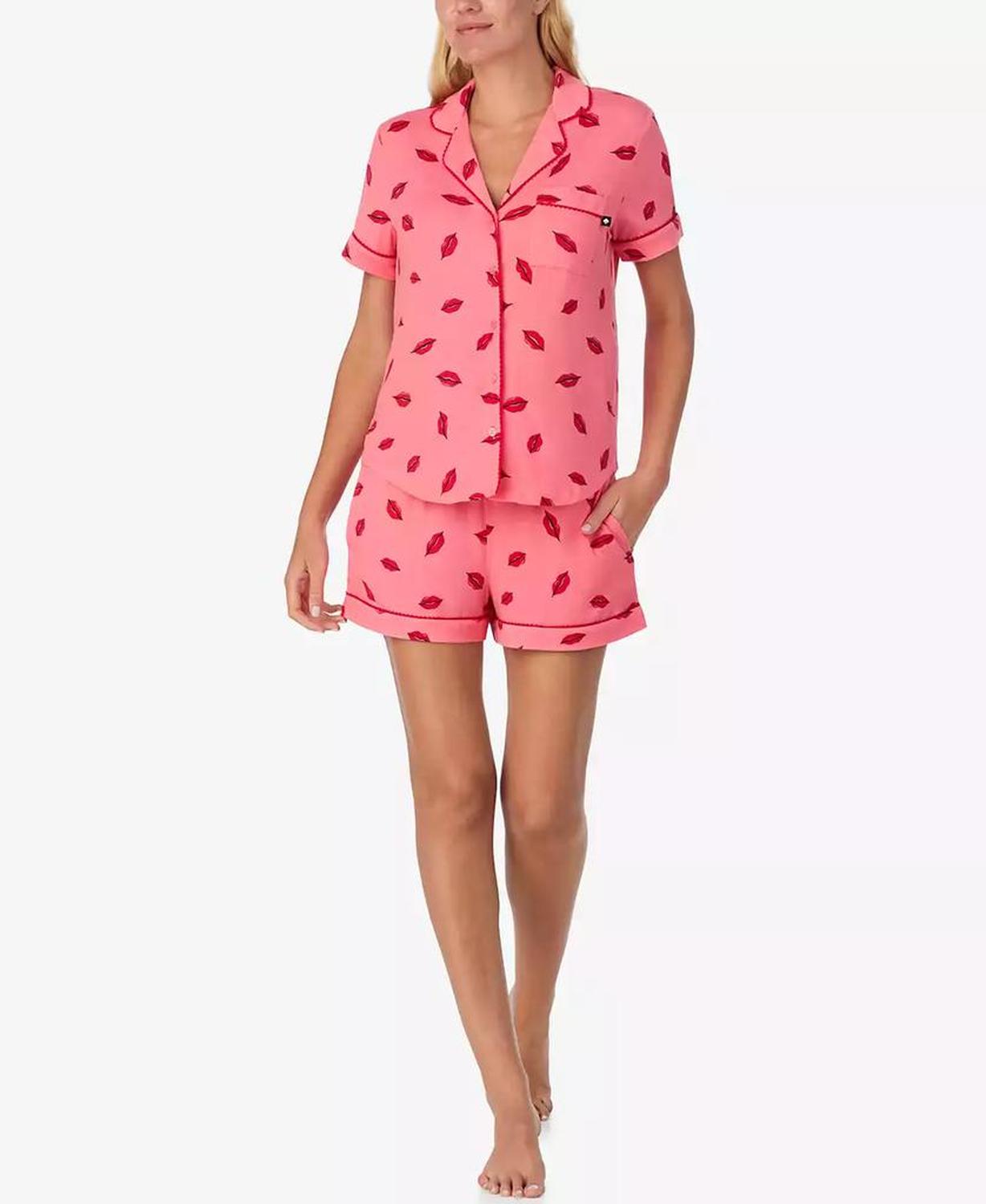 Women's 2-Piece Sleepwear Short-Sleeve Shirt and Pajama Shorts Set