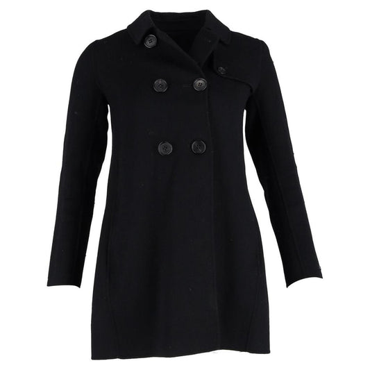 Double-Breasted Peacoat in Black Wool