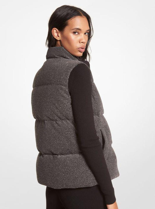 Quilted Metallic Knit Puffer Vest