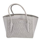 Bancroft Medium Woven Satchel in White Calf Leather