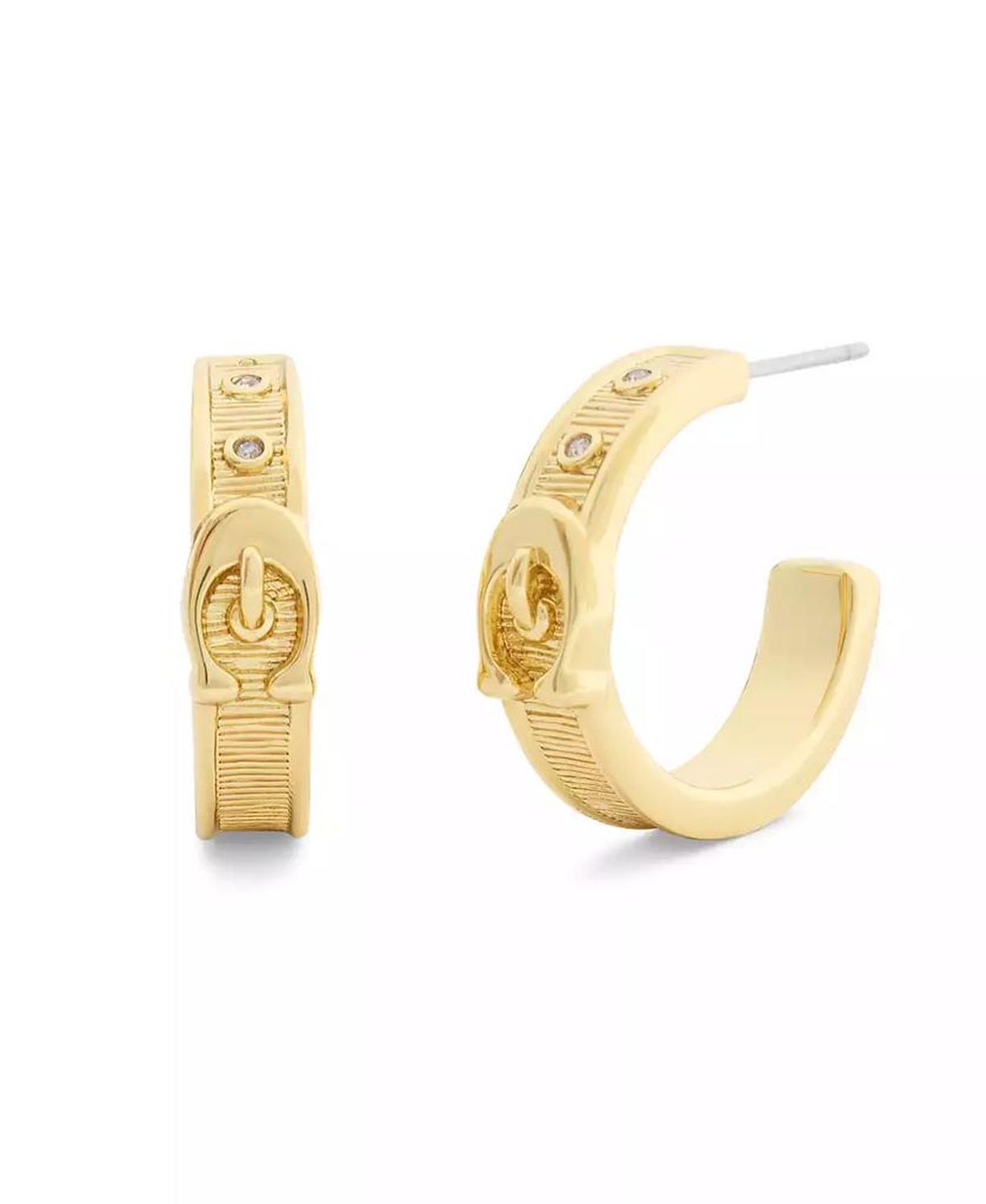 Gold Plated Buckle Hoop Earrings