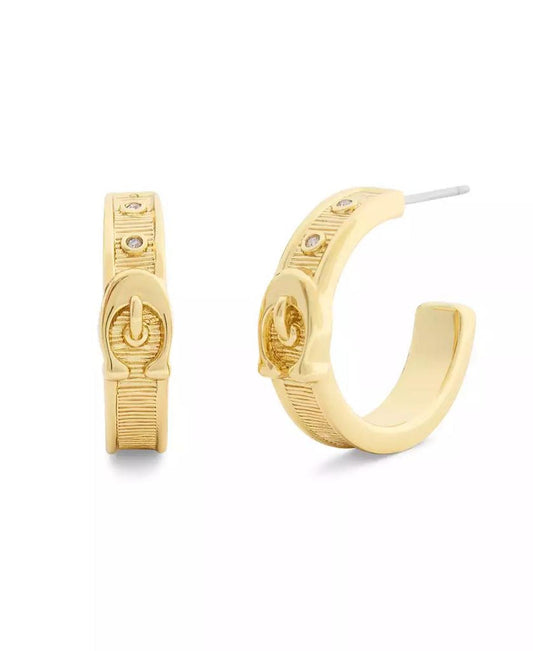 Gold Plated Buckle Hoop Earrings
