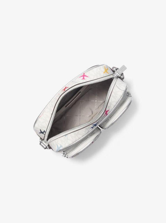 Jet Set Large Printed Signature Logo Crossbody Bag