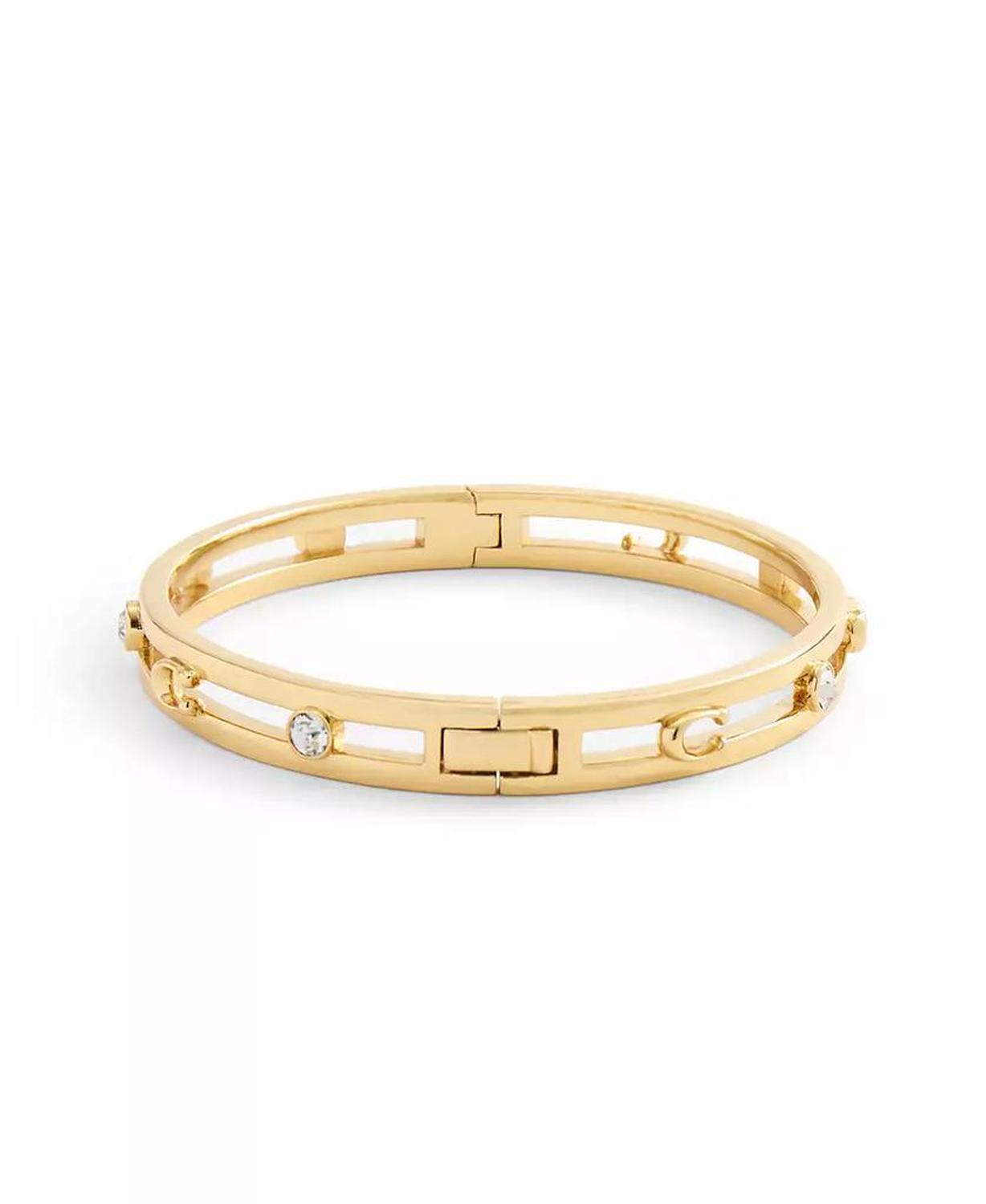 Faux Stone Signature C Open Bangle Bracelet