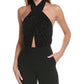Michael Kors Collection Crystal Hand Embroidered Halter Bodysuit