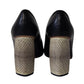 Marc Jacobs Print Block Heel Pointed Court Shoes in Black Leather