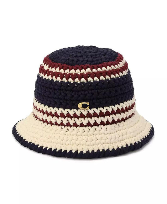 Women's Stripe Crochet Bucket Hat
