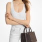 Flora Medium Signature Logo and Leather Satchel