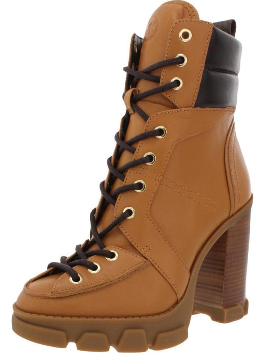 Ridley Womens Leather Zipper Combat & Lace-up Boots