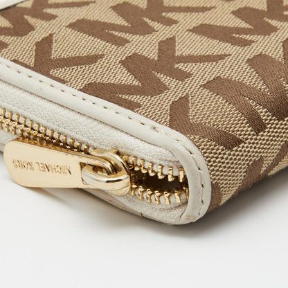 Michael Kors  Signature Canvas And Leather Zip Around Wallet