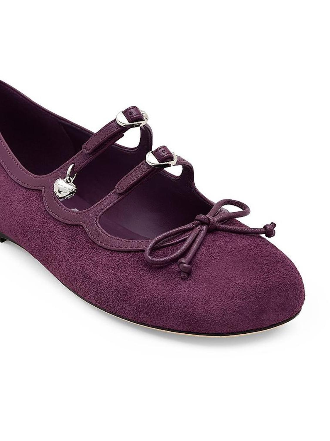 The Kiki Bow-Detailed Suede Ballerina Flats