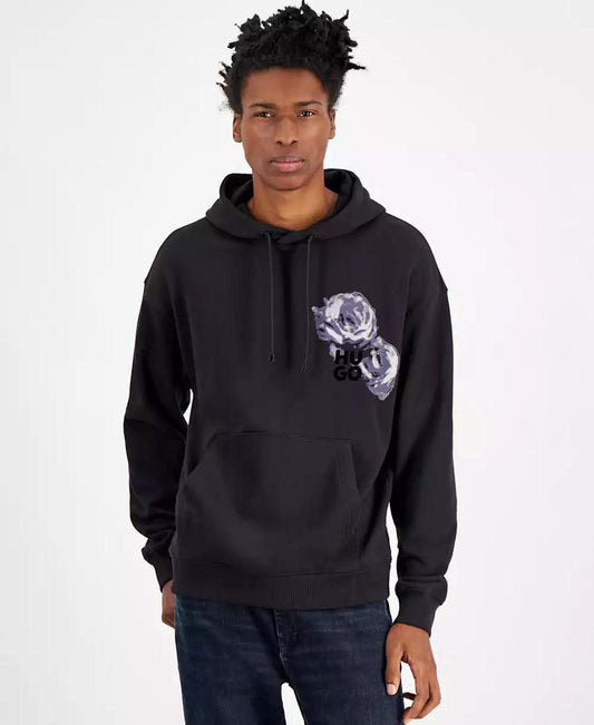 Men's Relaxed-Fit Floral Logo-Print Hoodie