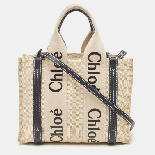 Chloe  Canvas And Leather Small Woody Tote
