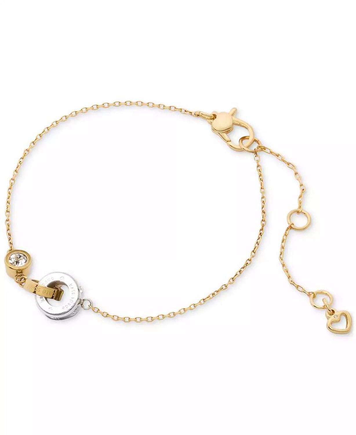 Two-Tone Crystal & Interlinking Ring Bracelet