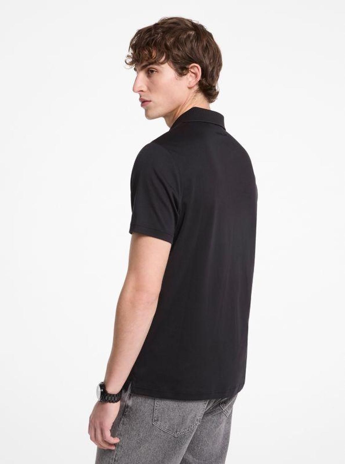 Cotton and Mesh Collar Polo Shirt