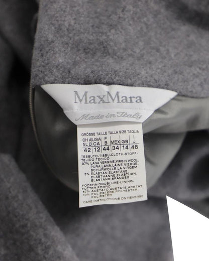 Max Mara Belted Turtle Neck Sleeveless Midi Dress in Grey Wool