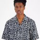 Men's Eligino Relaxed Fit Short Sleeve Button Front Logo Camp Shirt