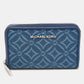 Michael Kors Blue Monogram Jacquard Canvas And Leather Zip Around Card Case
