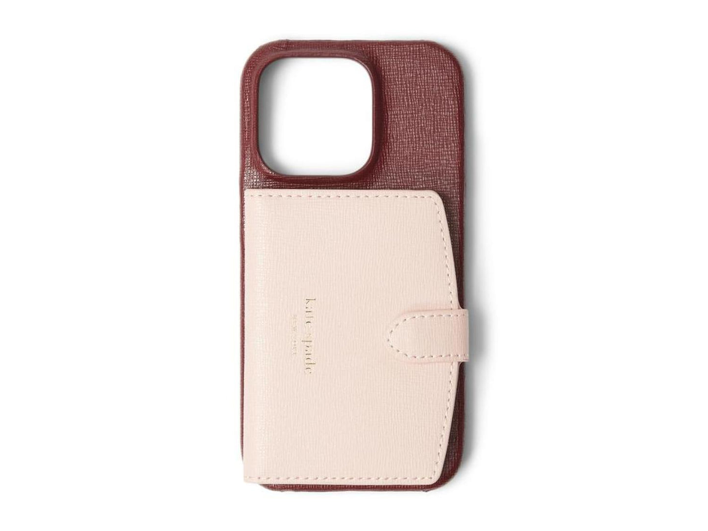 Morgan Color-Blocked Saffiano Wrapped Leather Phone Case Cardholder 14 Pro