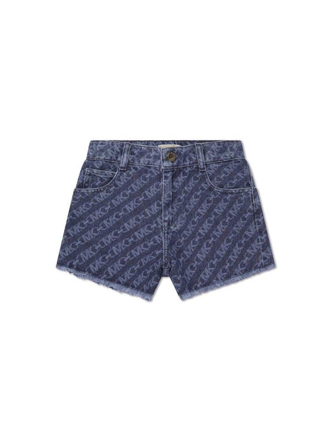 Michael Kors Kids All-Over Logo Printed Denim Shorts