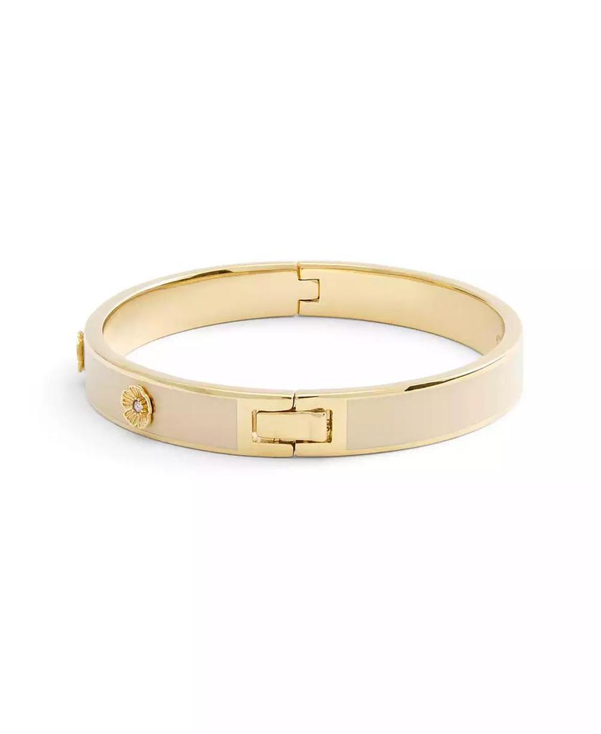 Signature Faux Stone Tea Rose Enamel Bangle Boxed Bracelet