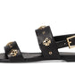 Spade Flower Stud Pebbled Leather Flat Sandal