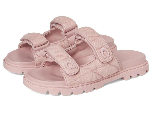 Sculpted C Quilted Washed Denim Double Band Sandals