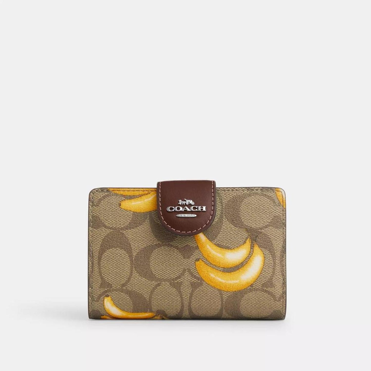 Coach Outlet Medium Corner Zip Wallet In Signature Canvas With Banana Print