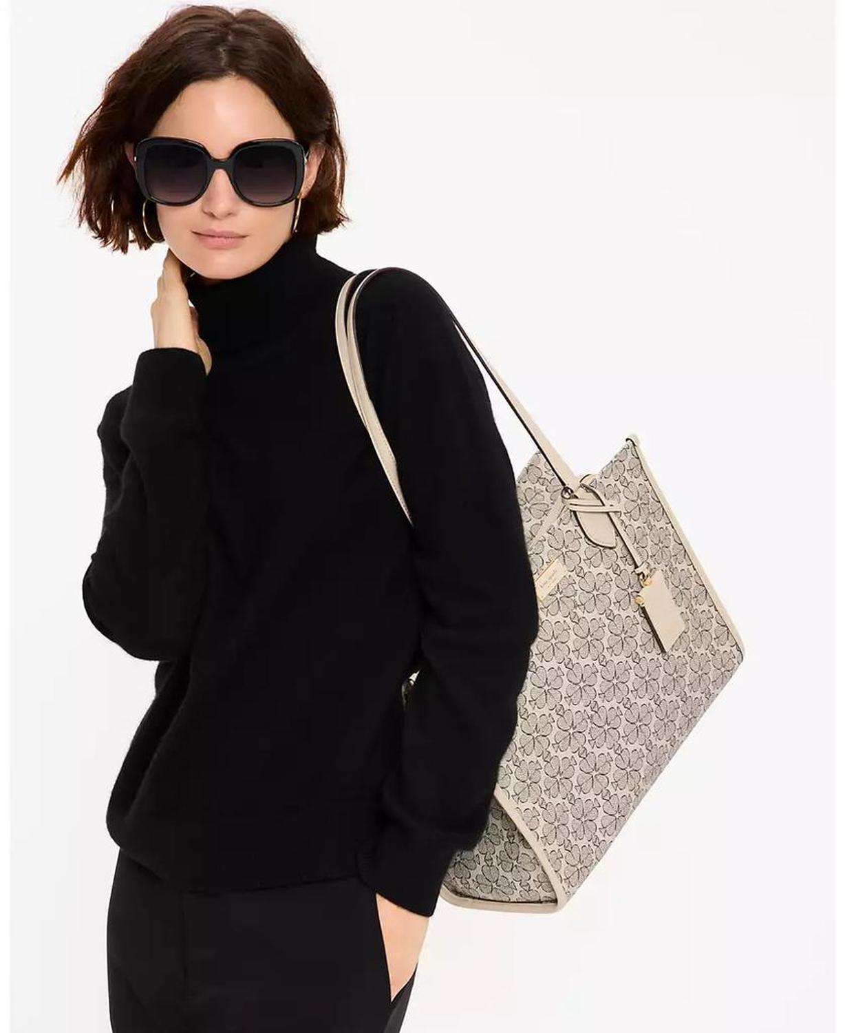 Women's Spade Flower Coated Canvas Large Tote Bag