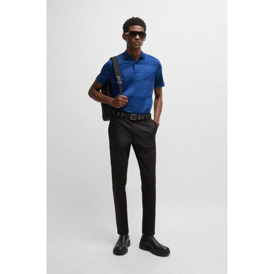 Mercerized-cotton polo shirt with jacquard pattern