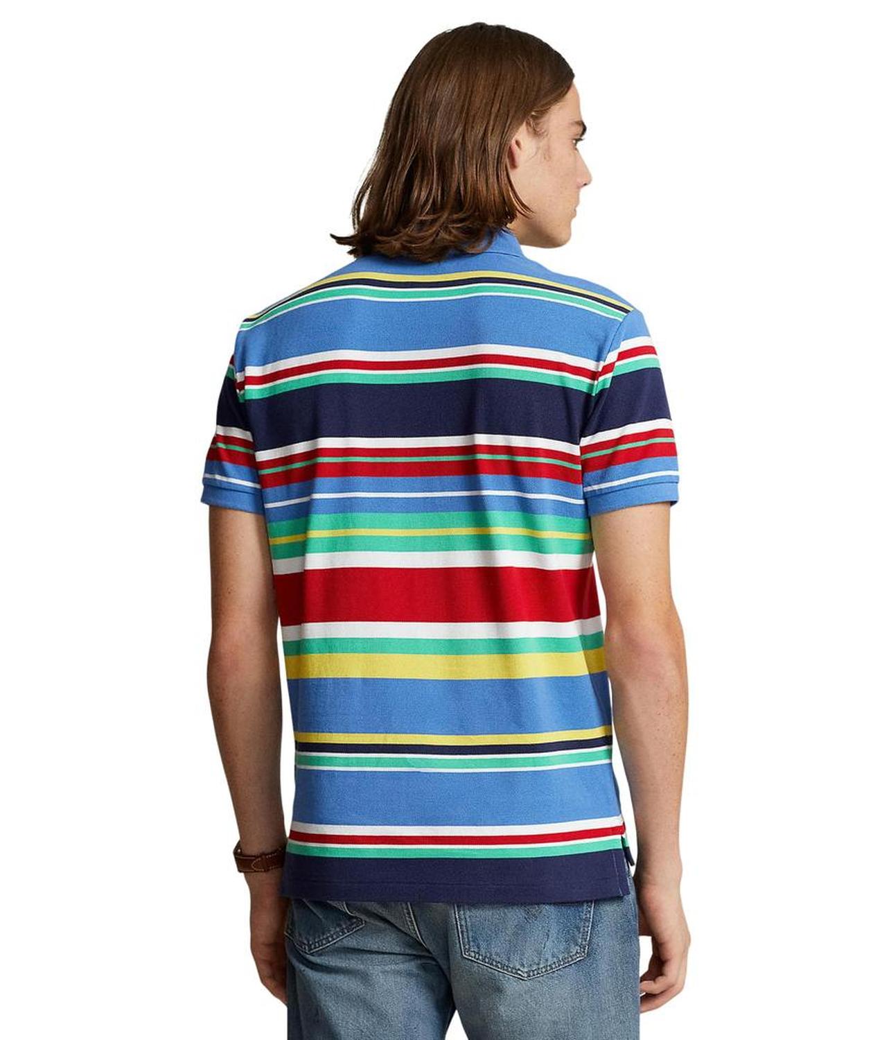 Classic Fit Striped Mesh Polo Shirt