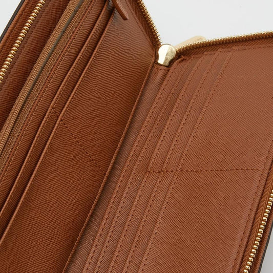 Michael Kors Brown Signature Coated Canvas Zip Around Wallet