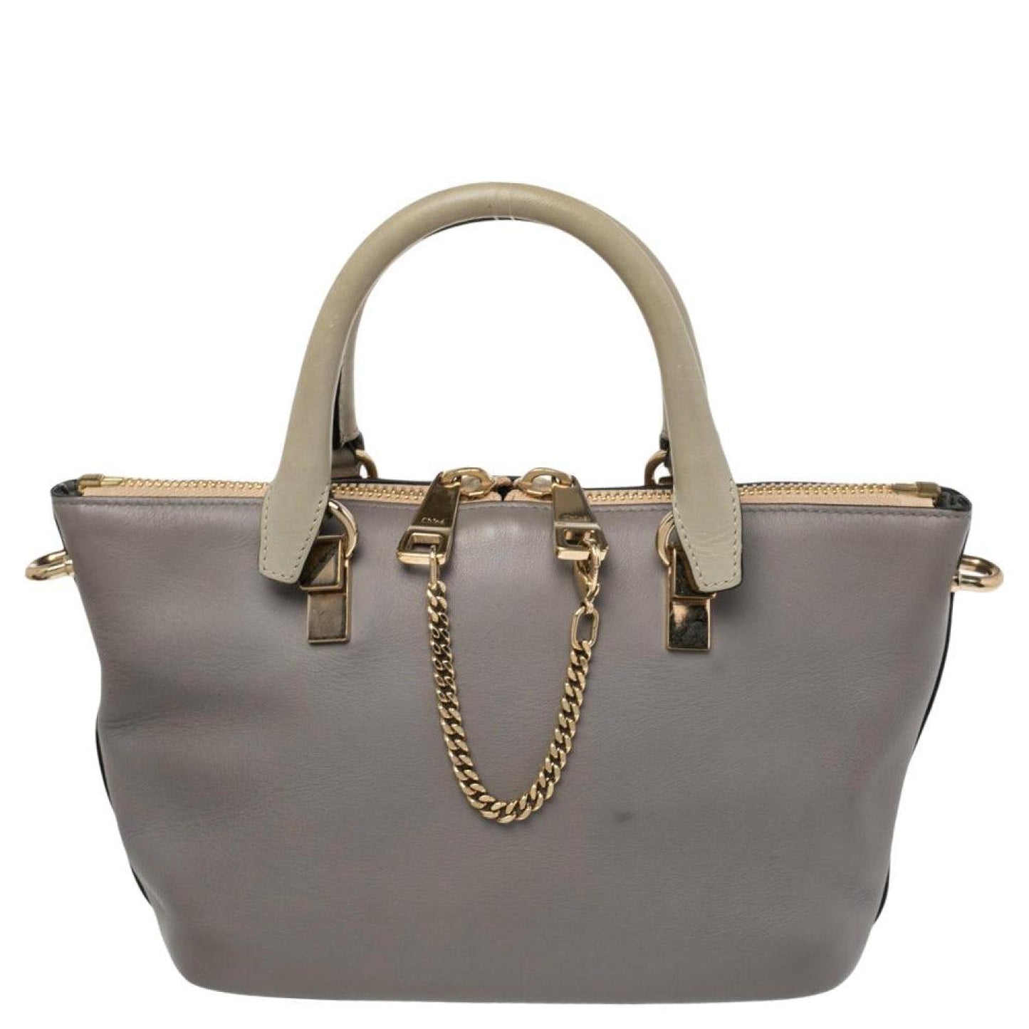 Chloe Grey/beige Leather Small Baylee Tote