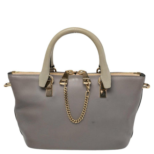 Chloe Grey/beige Leather Small Baylee Tote
