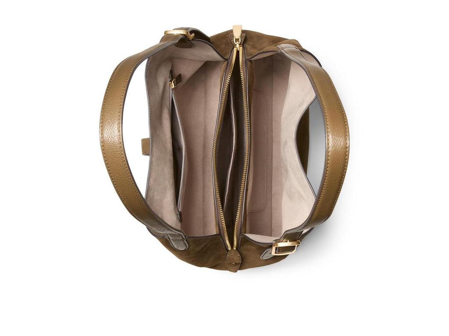 Deco Pebbled Leather And Suede Large Shoulder Bag