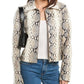 Zip Front Python-Embossed Leather Jacket