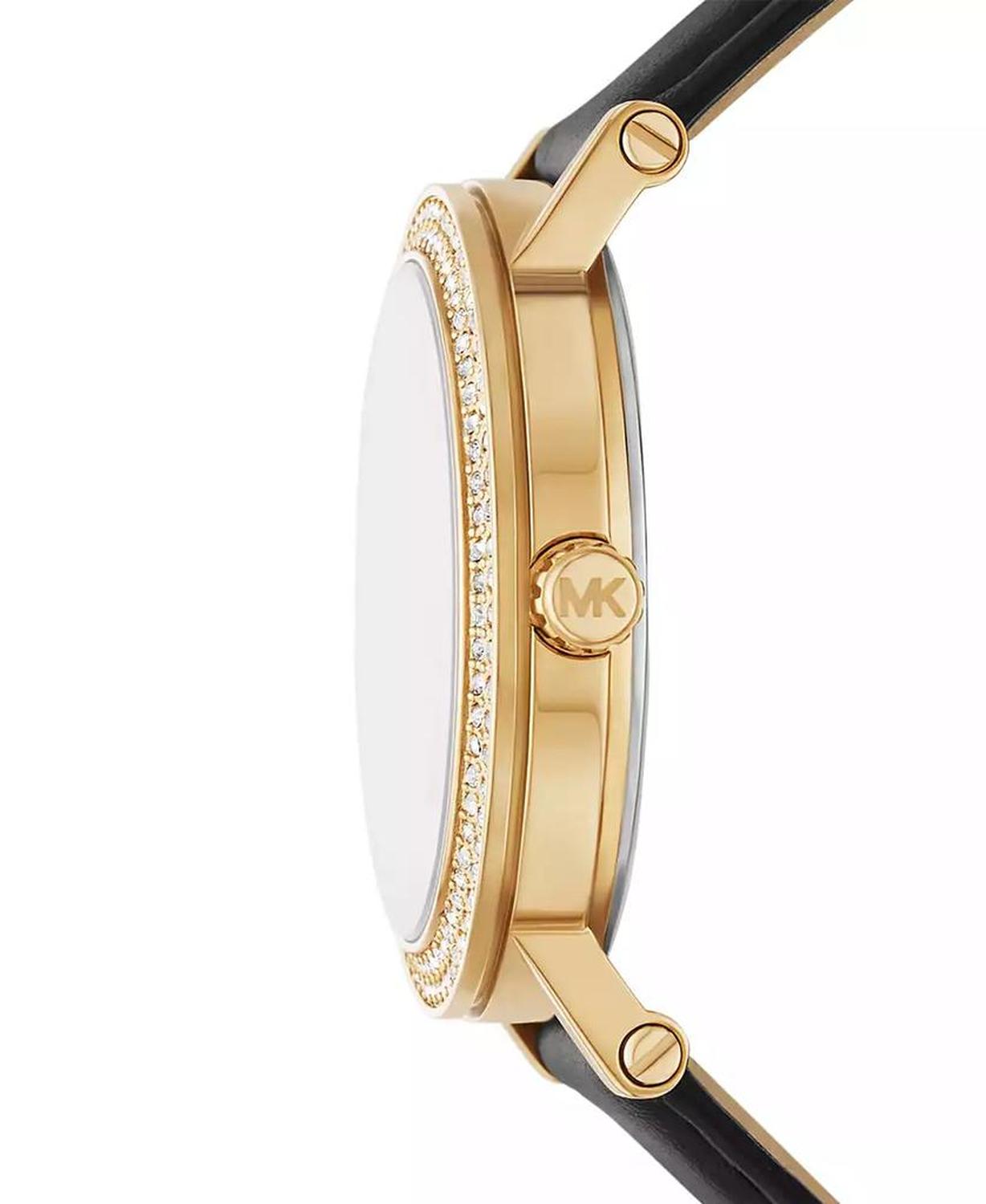 Women's Corey Three-Hand Black Leather Watch, 38mm