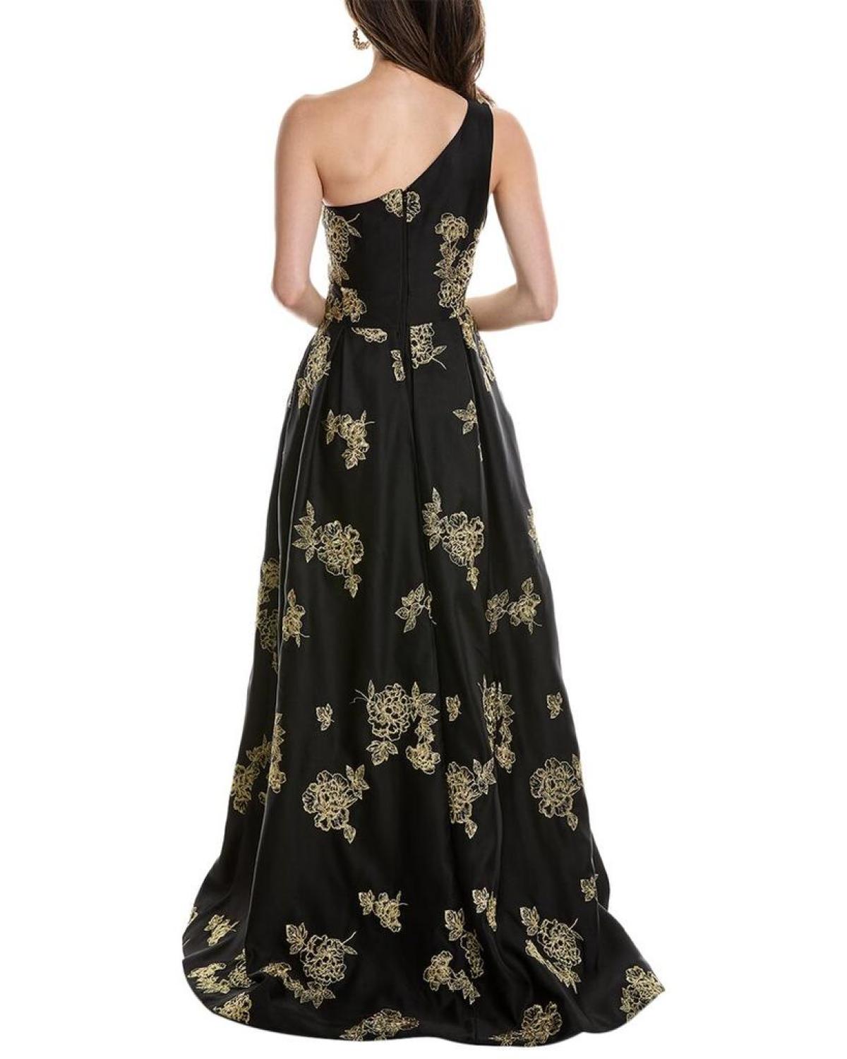 Marchesa Notte One-Shoulder Heavy Duchess Satin Gown
