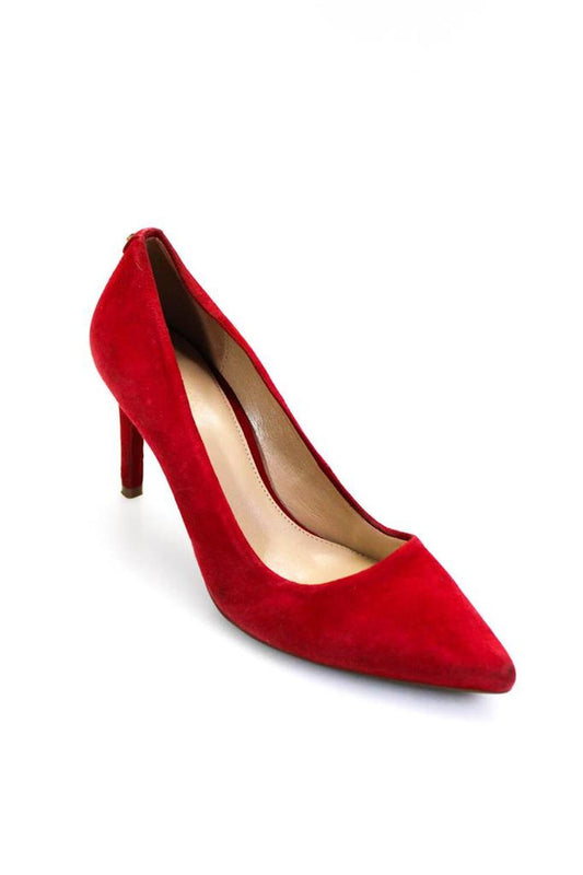 Michael Michael Kors Womens Suede Pointed Toe Stiletto Heels Pumps Red