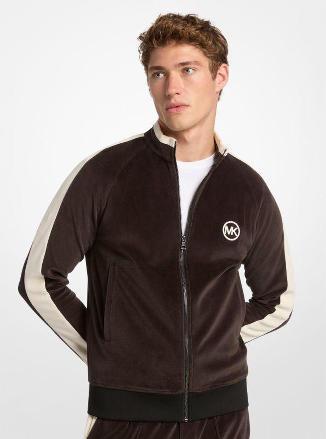 Stripe Velour Zip-Up Jacket