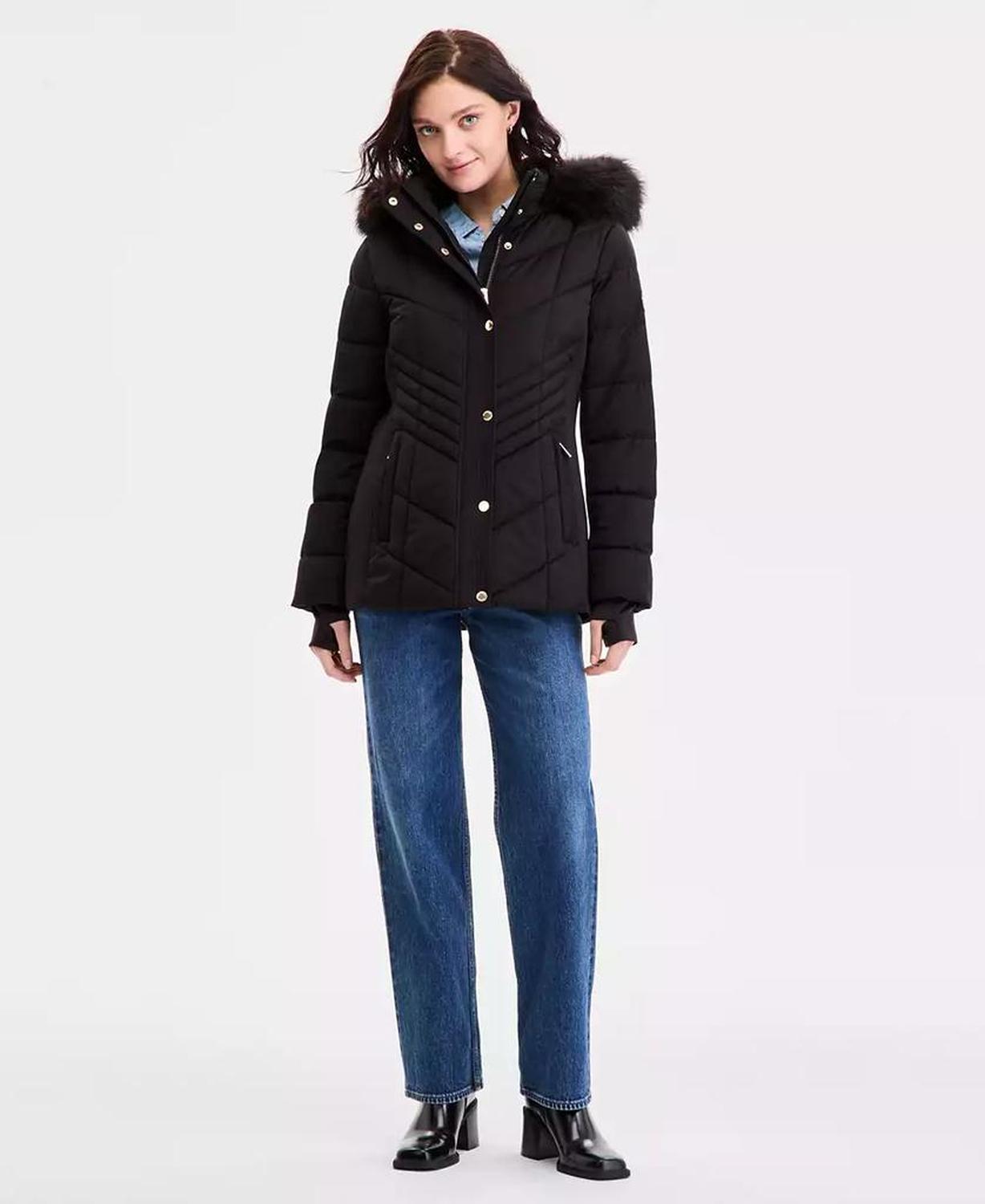 Women's Faux-Fur-Trim Hooded Puffer Coat, Exclusively at Macy's